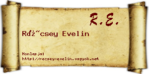 Récsey Evelin névjegykártya
